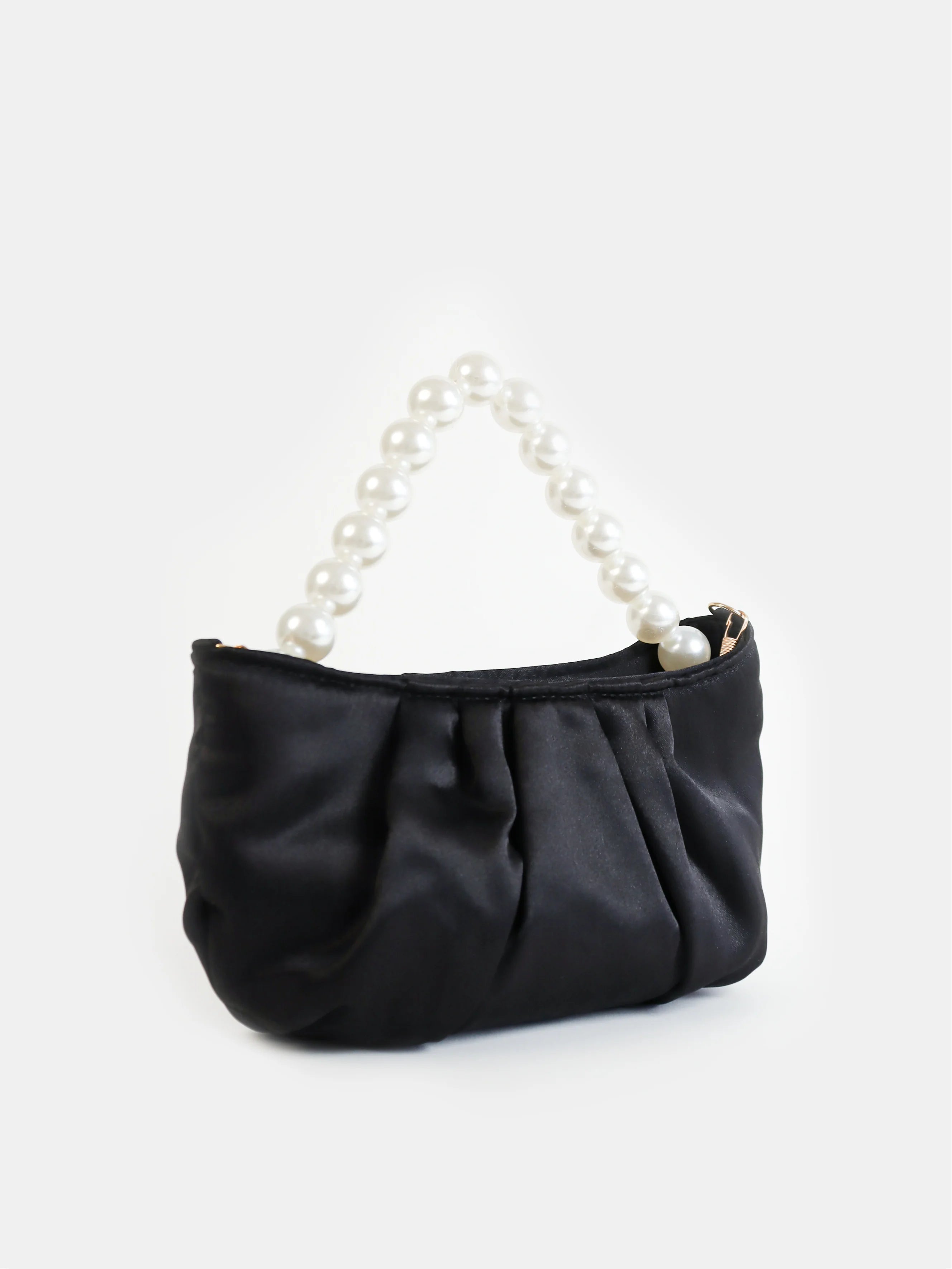 Angels Whisper Victoria Satin Pearl Strap Bag Black