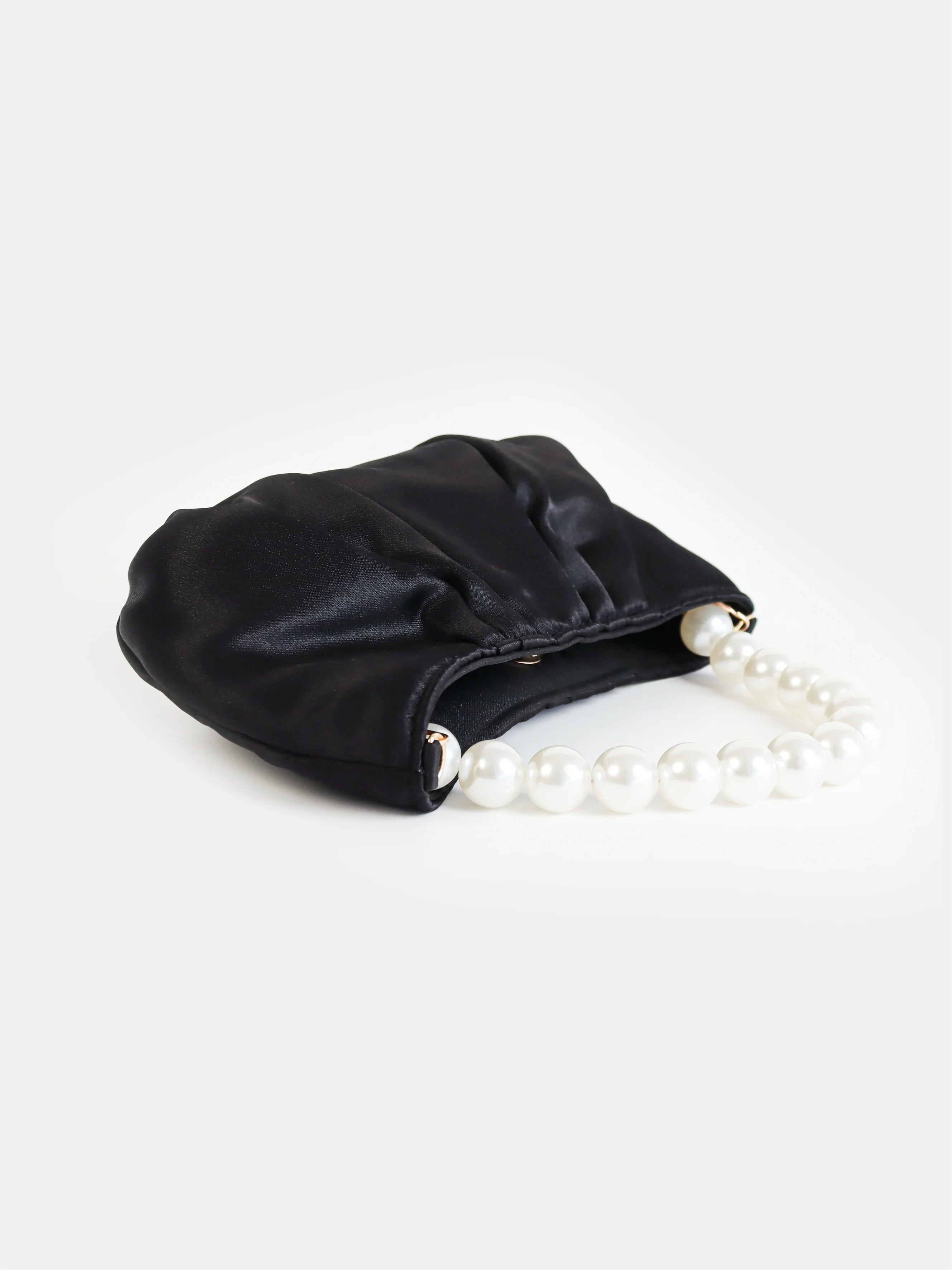 Angels Whisper Victoria Satin Pearl Strap Bag Black