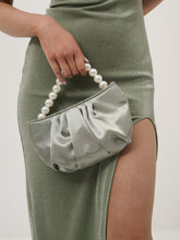 Load image into Gallery viewer, Angels Whisper Victoria Satin Pearl Strap Bag Sage
