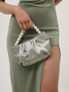 Angels Whisper Victoria Satin Pearl Strap Bag Sage