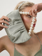 Load image into Gallery viewer, Angels Whisper Victoria Satin Pearl Strap Bag Sage
