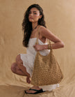 Angels Whisper Marcie Knotted Net Shoulder Bag Tan