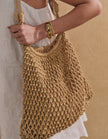 Angels Whisper Marcie Knotted Net Shoulder Bag Tan