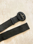 Angels Whisper Alora Round Buckle Straw Belt Black