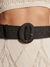 Load image into Gallery viewer, Angels Whisper Alora Round Buckle Straw Belt Black
