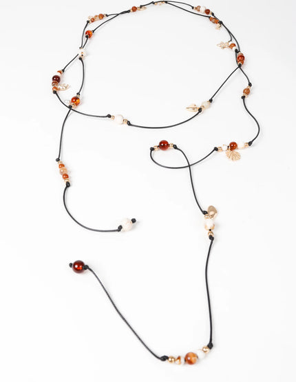 Lustre & Sage Miranda Beaded Tie Belt Gold