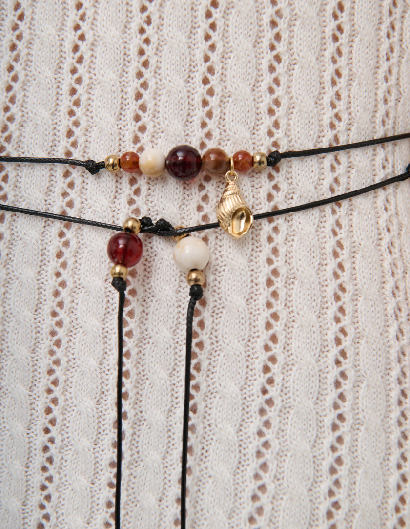 Lustre & Sage Miranda Beaded Tie Belt Gold