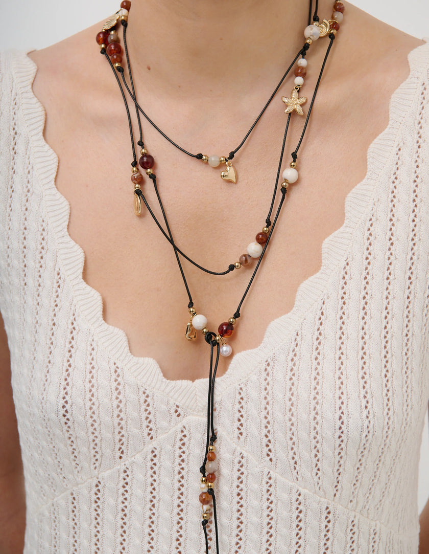 Lustre & Sage Miranda Beaded Tie Belt Gold