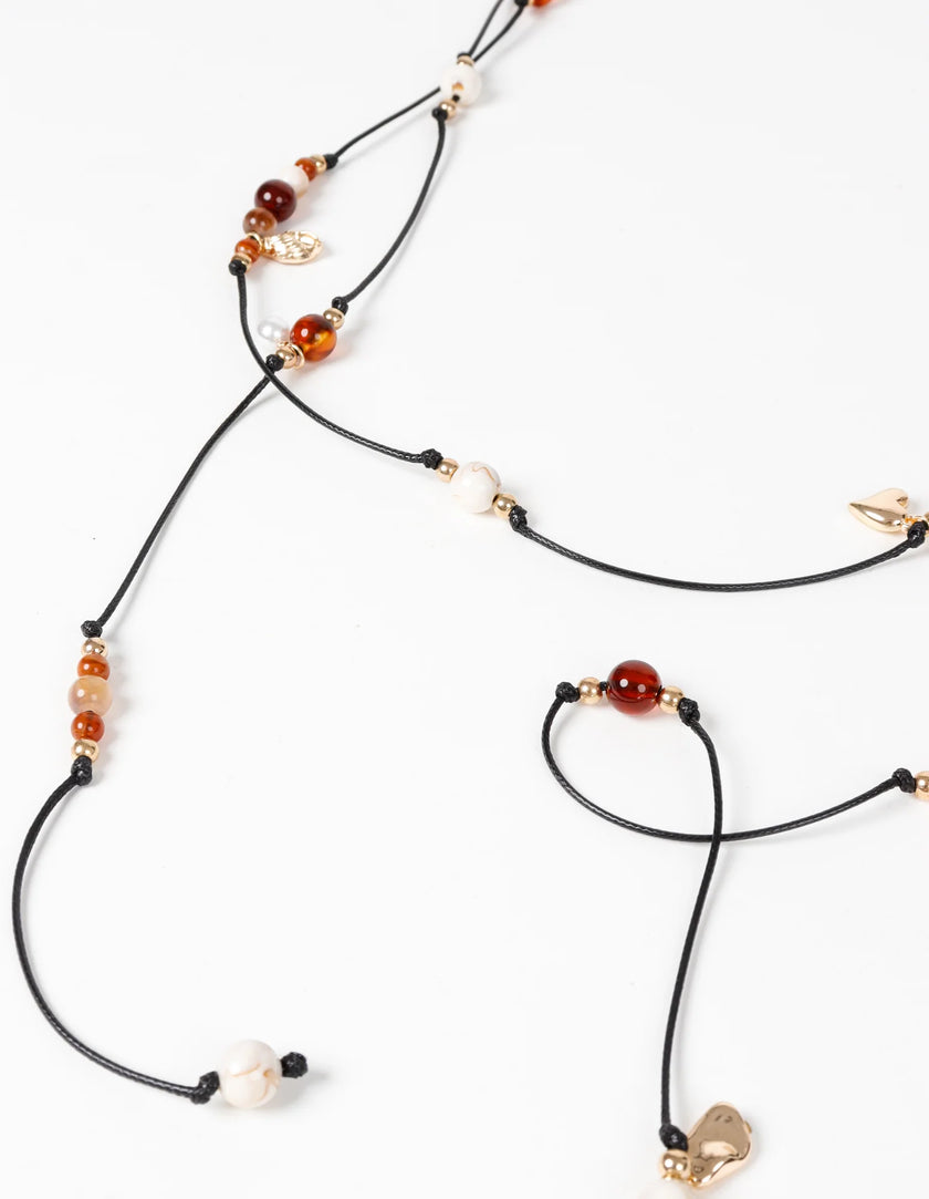 Lustre & Sage Miranda Beaded Tie Belt Gold