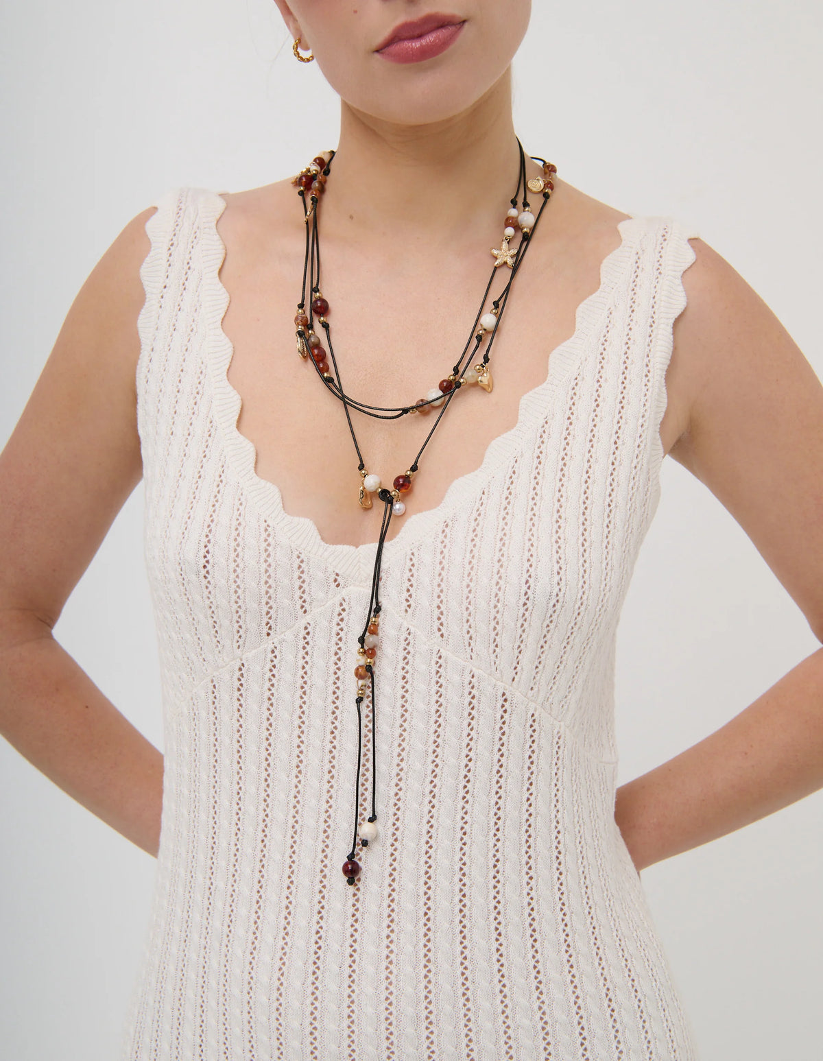 Lustre & Sage Miranda Beaded Tie Belt Gold