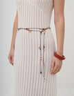 Lustre & Sage Miranda Beaded Tie Belt Gold