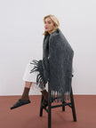 Angels Whisper Betty Wool Plain Fluffy Scarf Charcoal