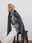 Angels Whisper Betty Wool Plain Fluffy Scarf Charcoal