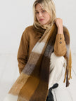 Angels Whisper Checkered Fluffy Scarf Dijon