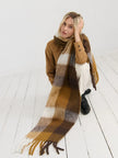 Angels Whisper Checkered Fluffy Scarf Dijon