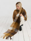 Angels Whisper Checkered Fluffy Scarf Dijon