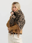 Angels Whisper Patterned Fluffy Scarf Leopard