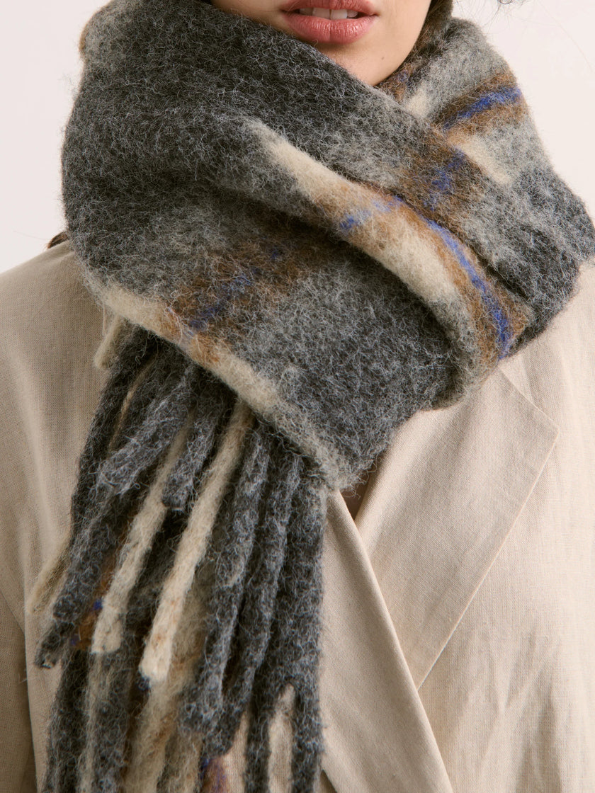 Angels Whisper Classic Check Scarf Grey