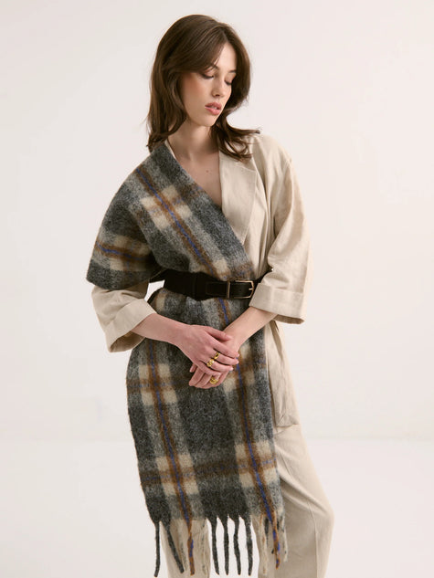 Angels Whisper Classic Check Scarf Grey