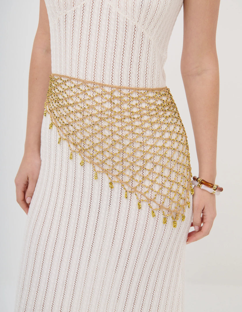 Angels Whisper Dune Shimmering Waist Tie Gold