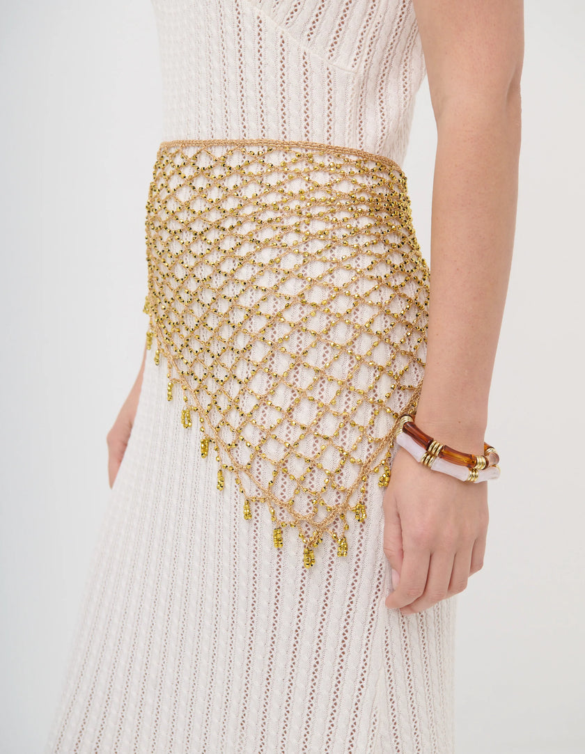 Angels Whisper Dune Shimmering Waist Tie Gold