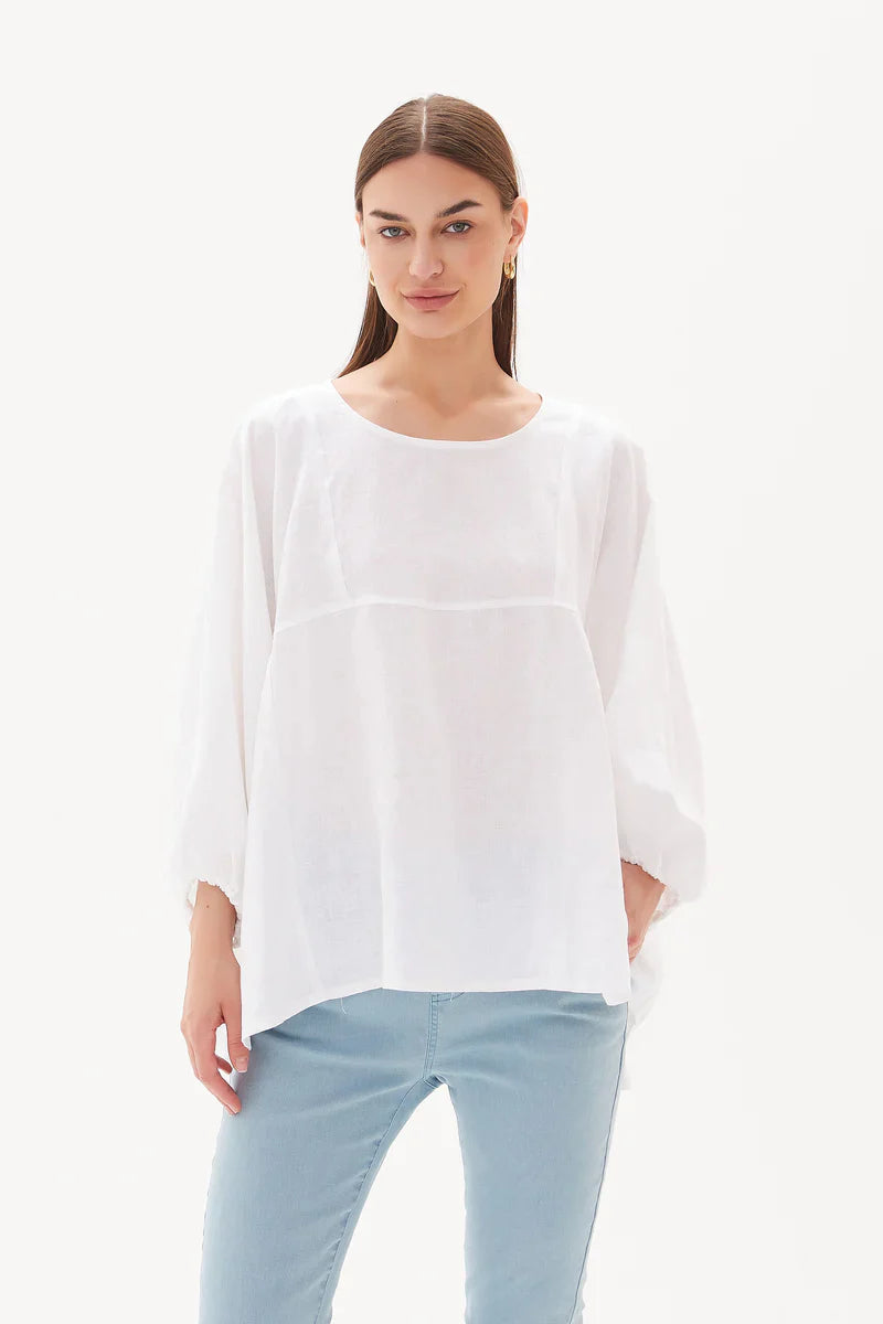 Tirelli Elastic Gather Volume Blouse White