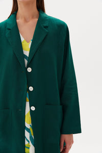 Tirelli Linen Duster Coat Emerald Green