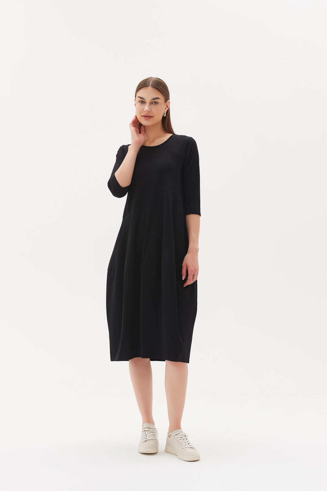 Tirelli Diagonal Seam Dress Black