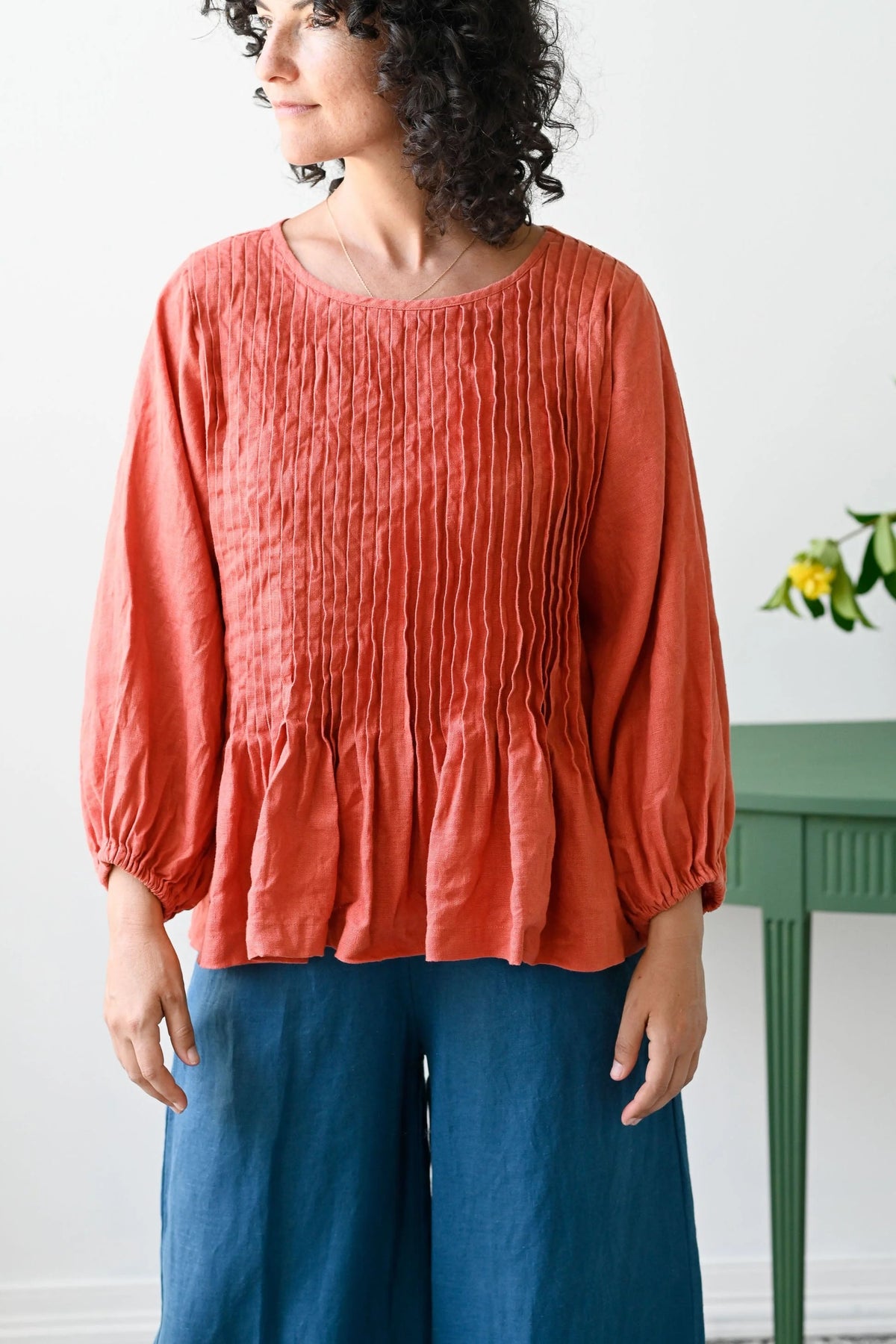 Lazybones Amelia Top Burnt Orange Linen