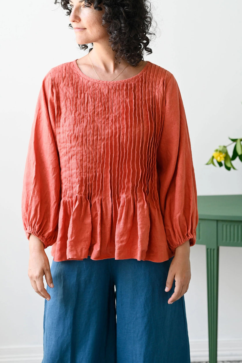 Lazybones Amelia Top Burnt Orange Linen