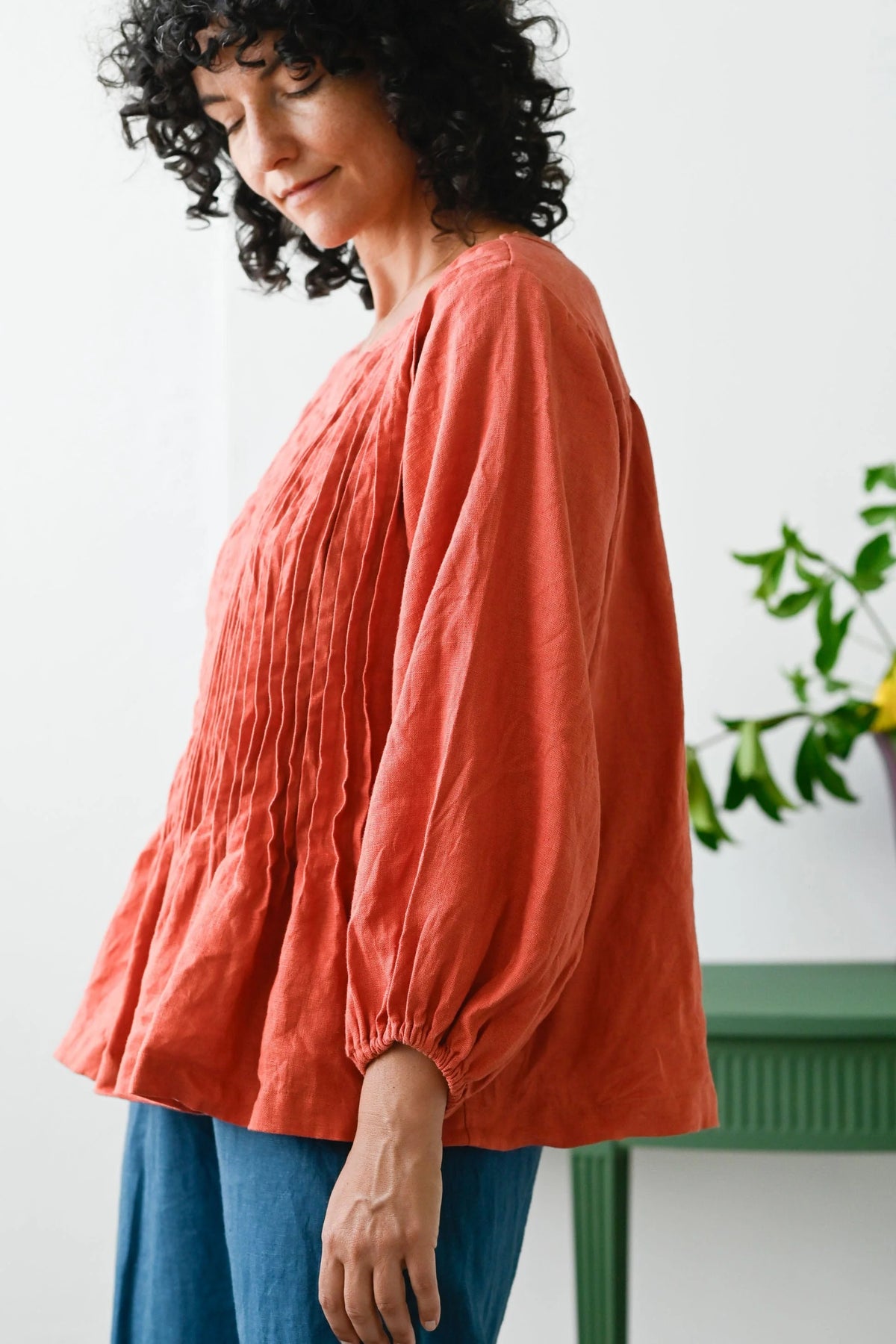 Lazybones Amelia Top Burnt Orange Linen