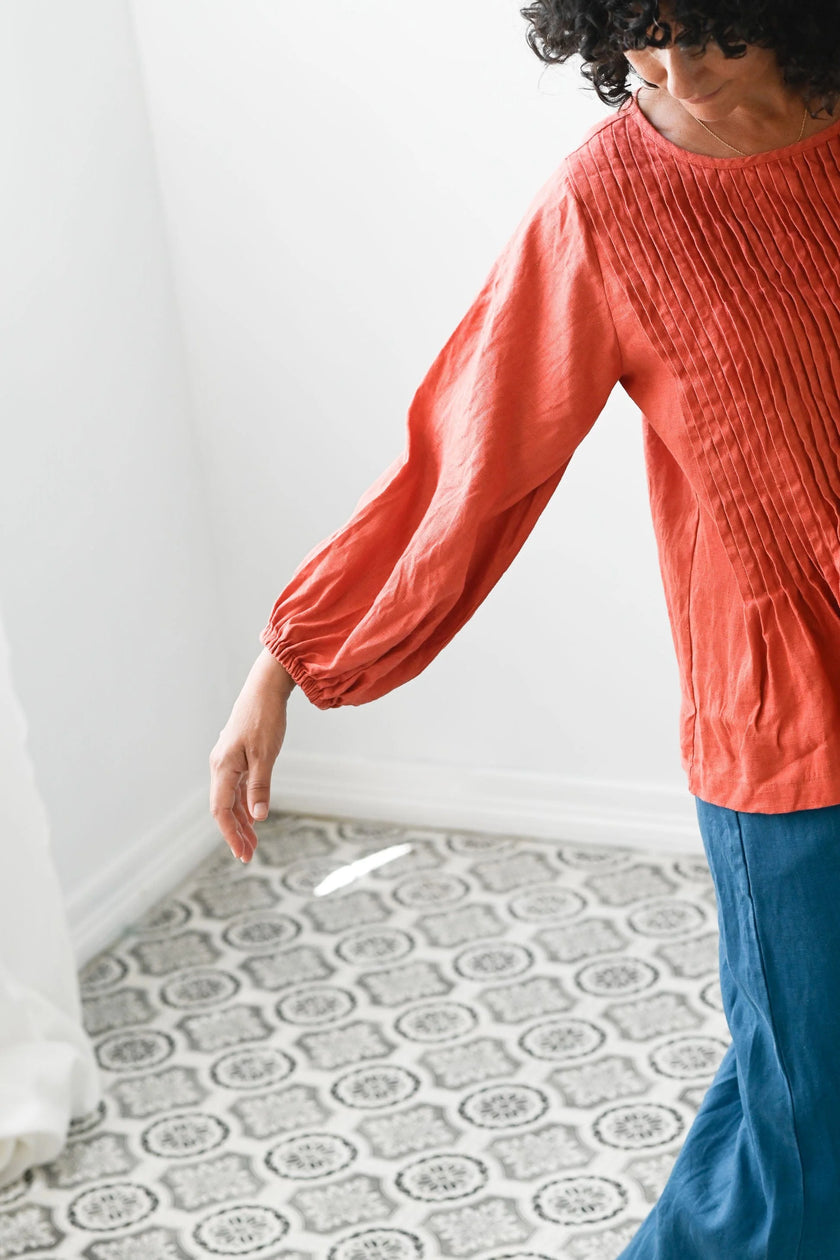 Lazybones Amelia Top Burnt Orange Linen