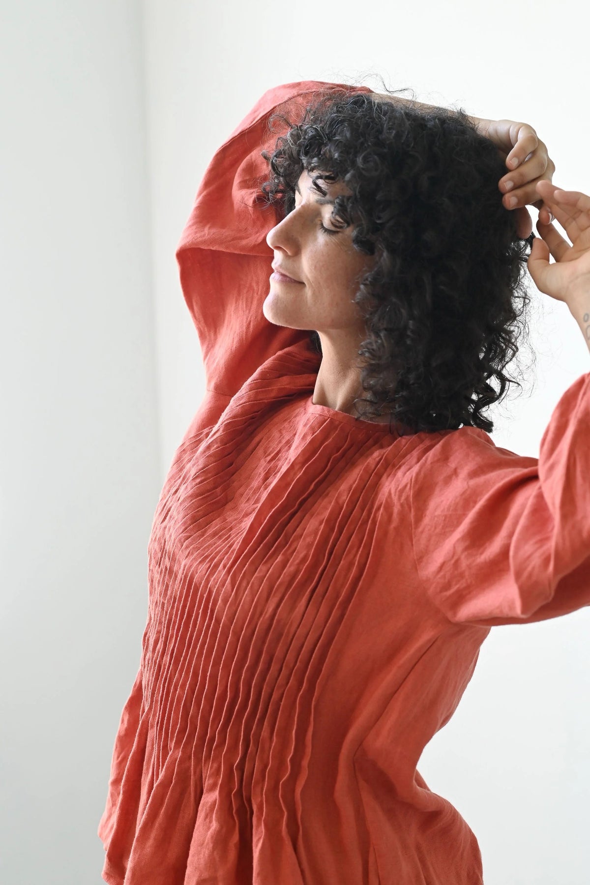Lazybones Amelia Top Burnt Orange Linen