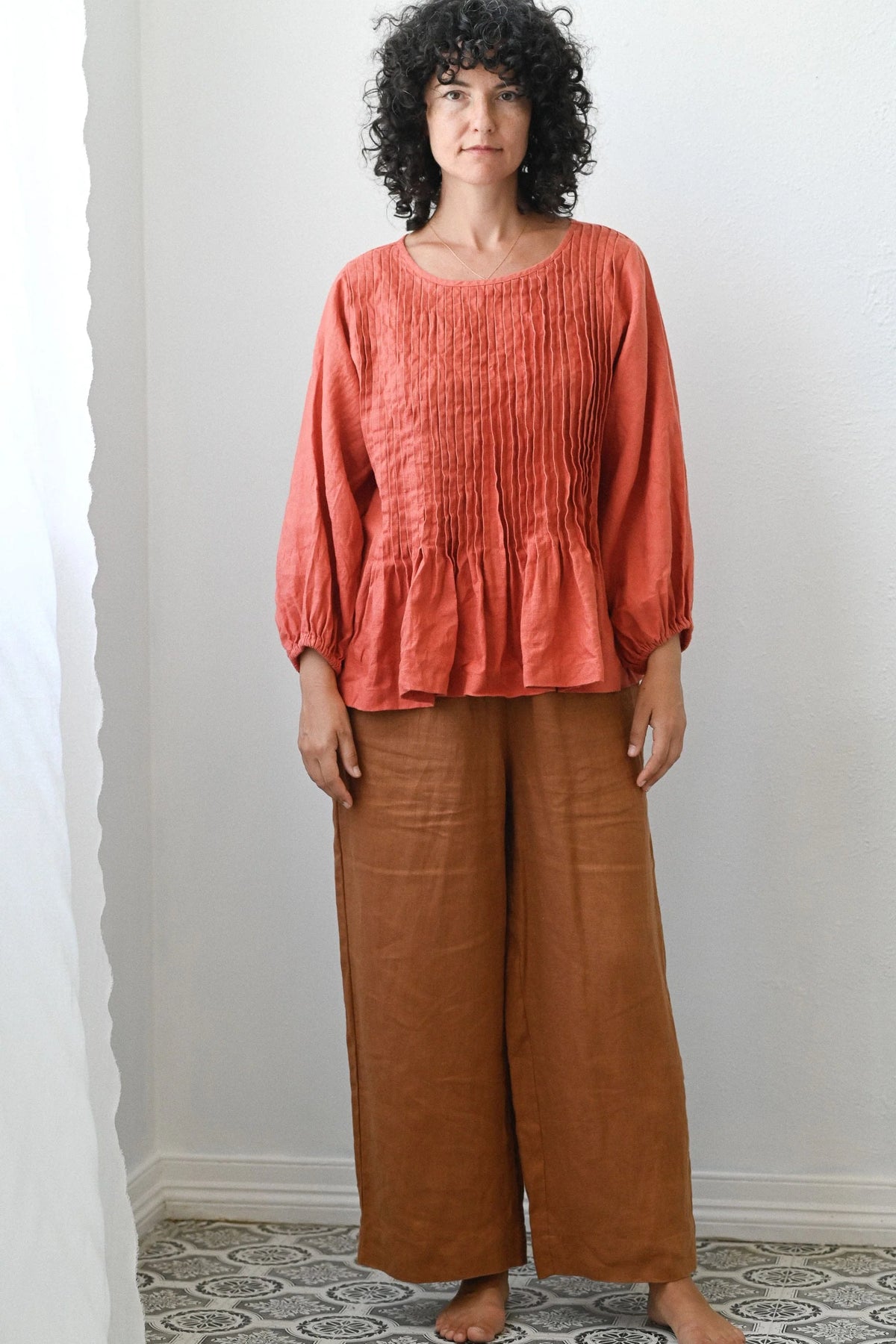 Lazybones Amelia Top Burnt Orange Linen