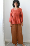 Lazybones Amelia Top Burnt Orange Linen