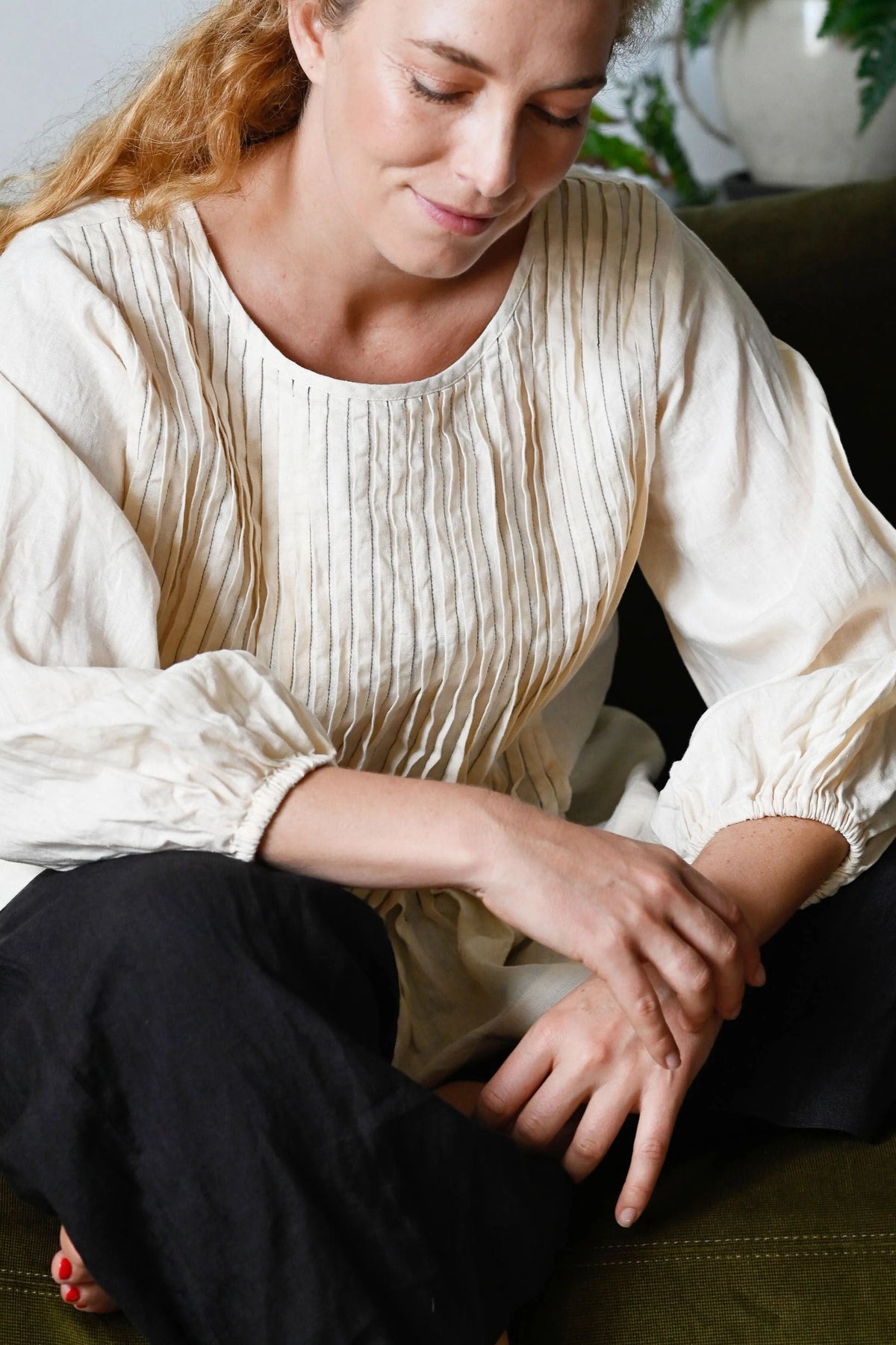 Lazybones Amelia Top Cream Linen