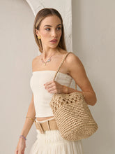 Load image into Gallery viewer, Angels Whisper Kaela Straw Crossbody Bag Tan
