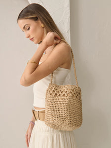 Angels Whisper Kaela Straw Crossbody Bag Tan