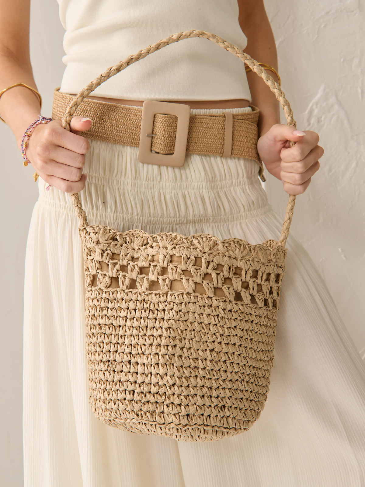 Angels Whisper Kaela Straw Crossbody Bag Tan