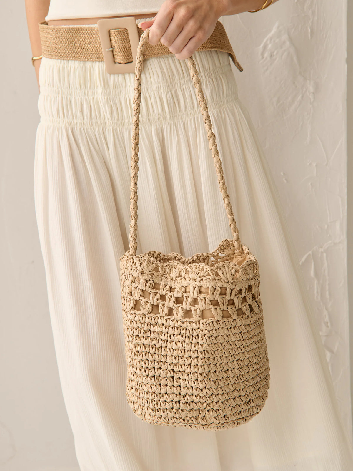 Angels Whisper Kaela Straw Crossbody Bag Tan