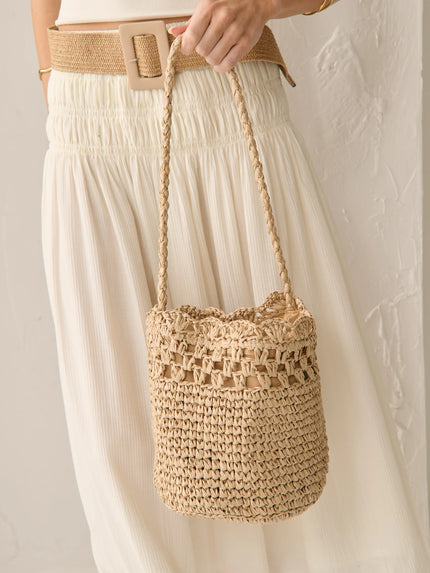Angels Whisper Kaela Straw Crossbody Bag Tan