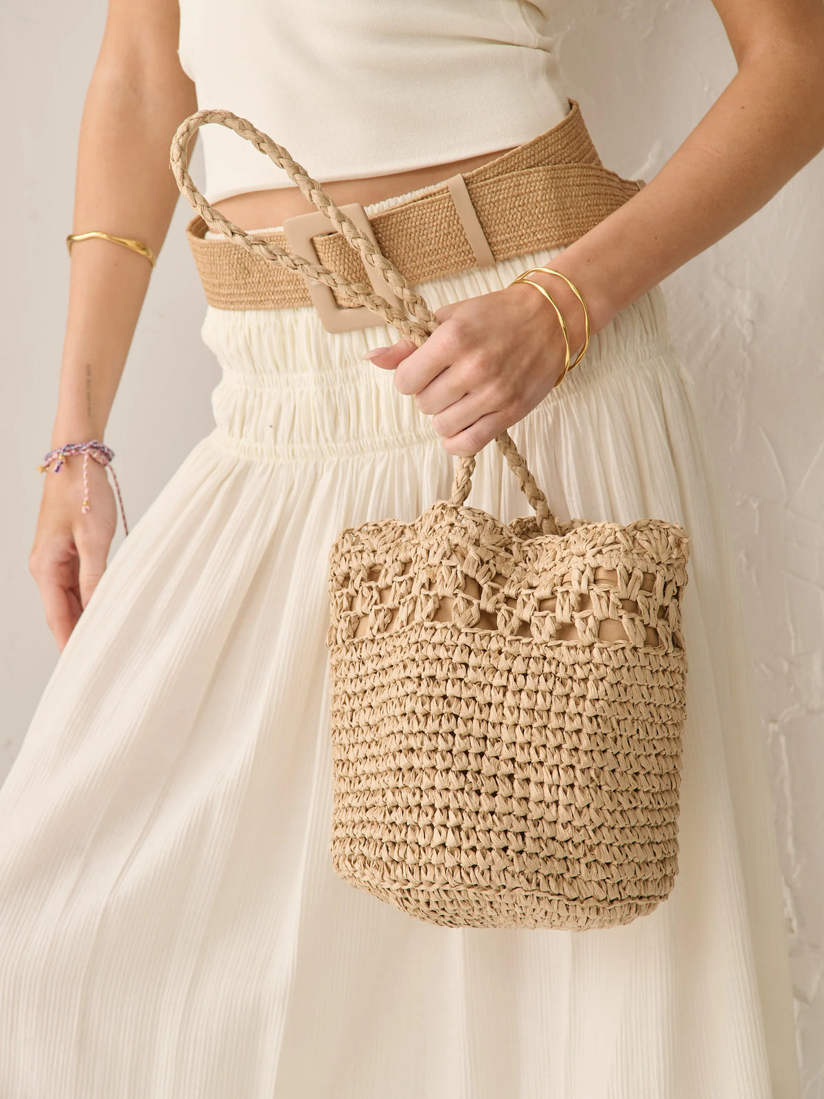 Angels Whisper Kaela Straw Crossbody Bag Tan