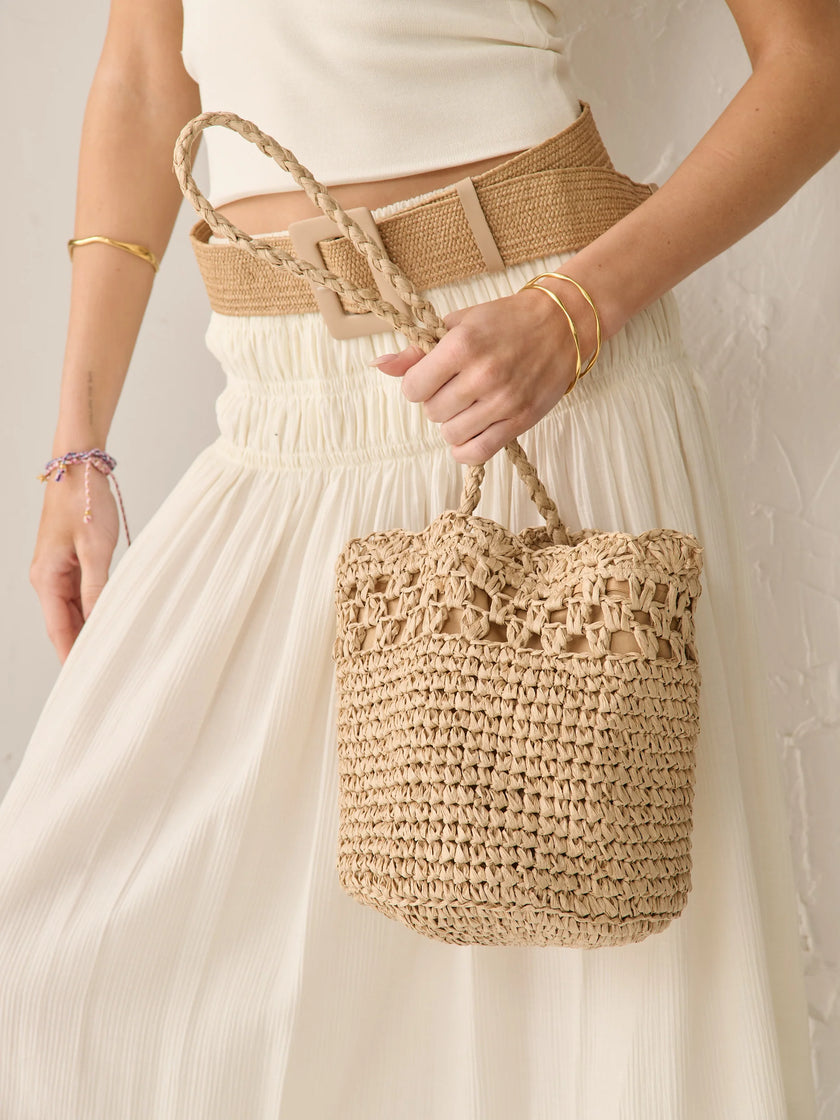 Angels Whisper Kaela Straw Crossbody Bag Tan