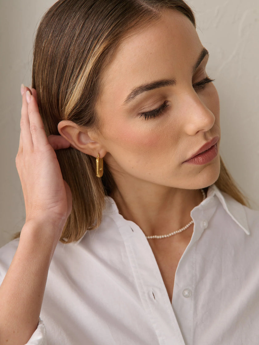 Lustre & Sage Swirl Coil 18k Gold Plated Earrings