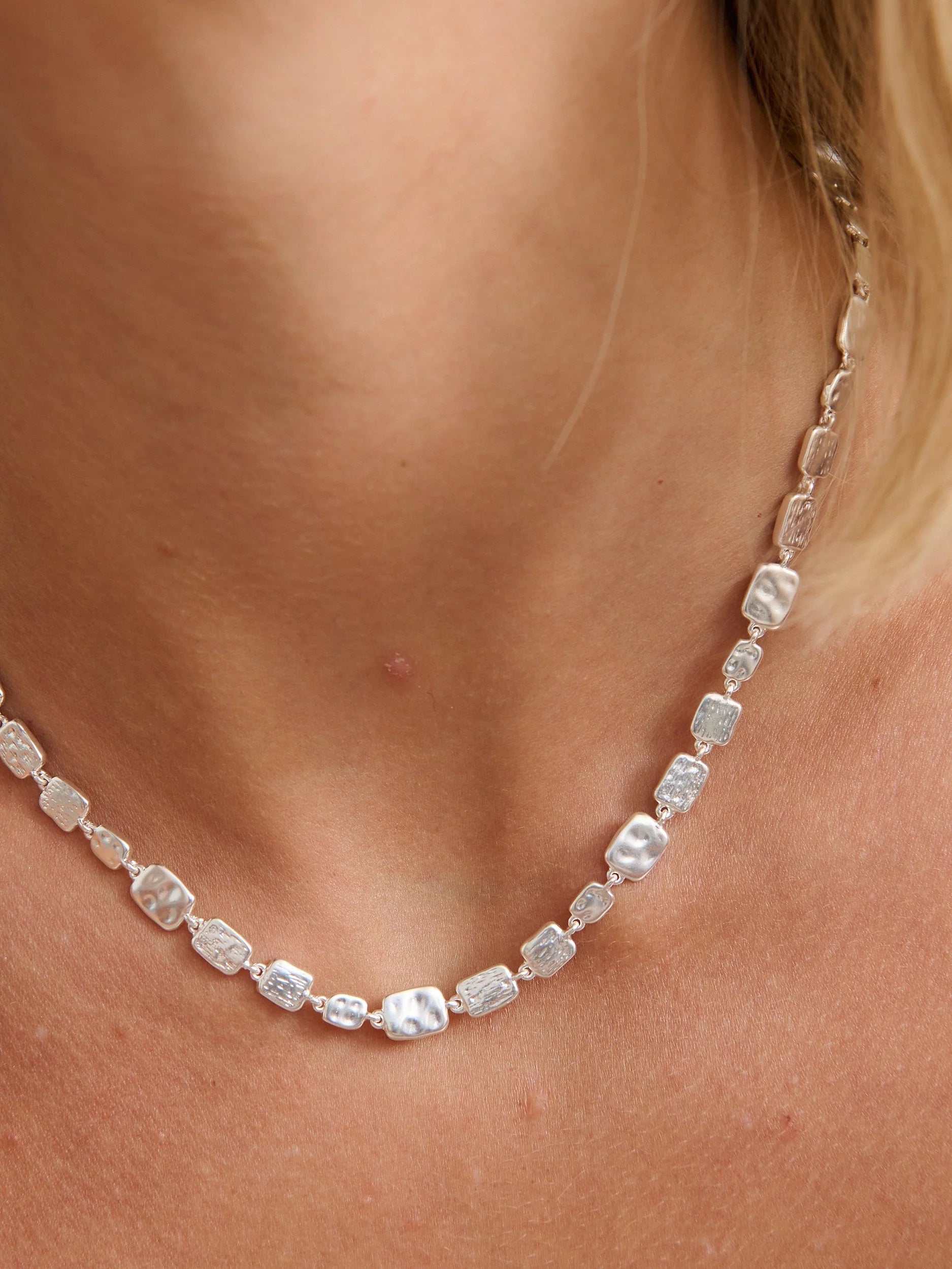 Lustre & Sage Hammered Plate Sterling Silver Necklace