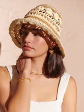 Load image into Gallery viewer, Angels Whisper Crochet Summer Straw Hat White
