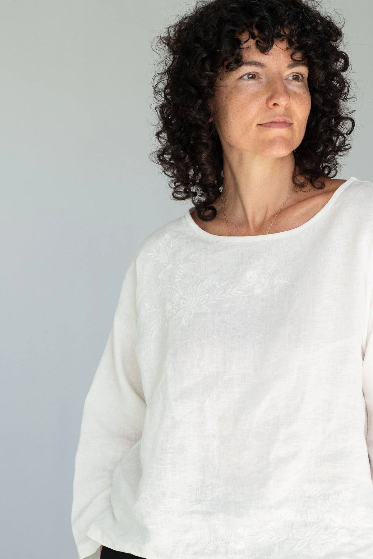 Lazybones Annie Top Warm White Linen