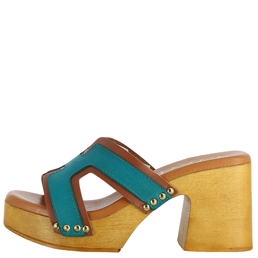 Vayah Ari Platform Heels Turquoise Combo Leather
