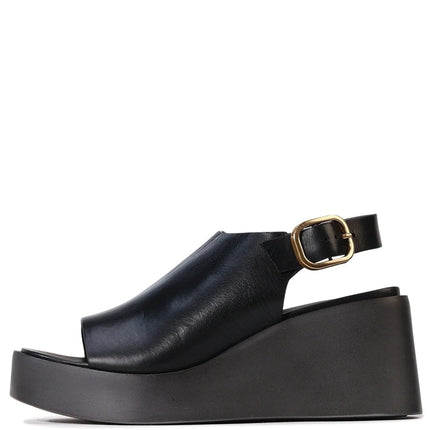 EOS Ariani Platform Wedges Black Leather