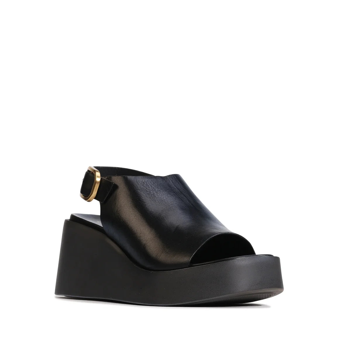 EOS Ariani Platform Wedges Black Leather